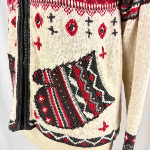 Vintage 1996 SML Sport Sweater S/M Jacket w Mitten Pockets Front Zipper Cardigan - Picture 5 of 15